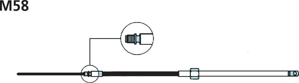 Ultraflex Styrekabel M58 - 6'