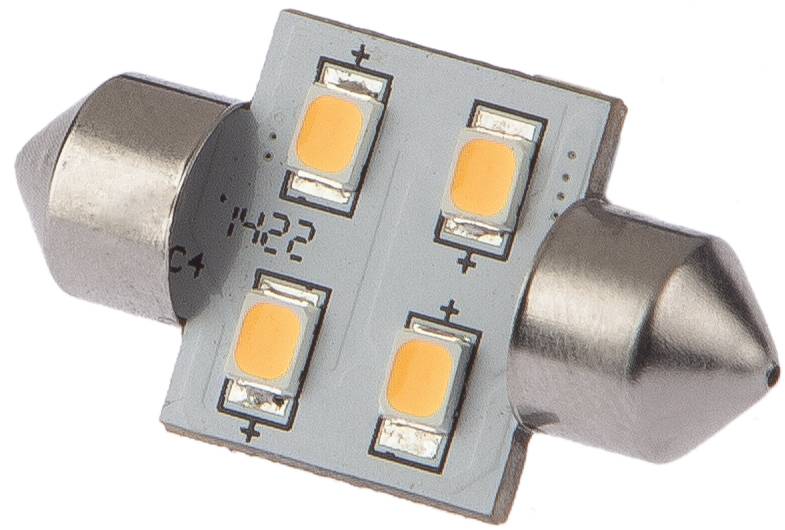 LED pære festoon med 120° lysvinkel - 16x31 mm, 50lm/8 W, 0,7 W