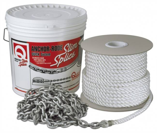 Quick Slim Splice ankerline med tau og kjetting - 8 mm