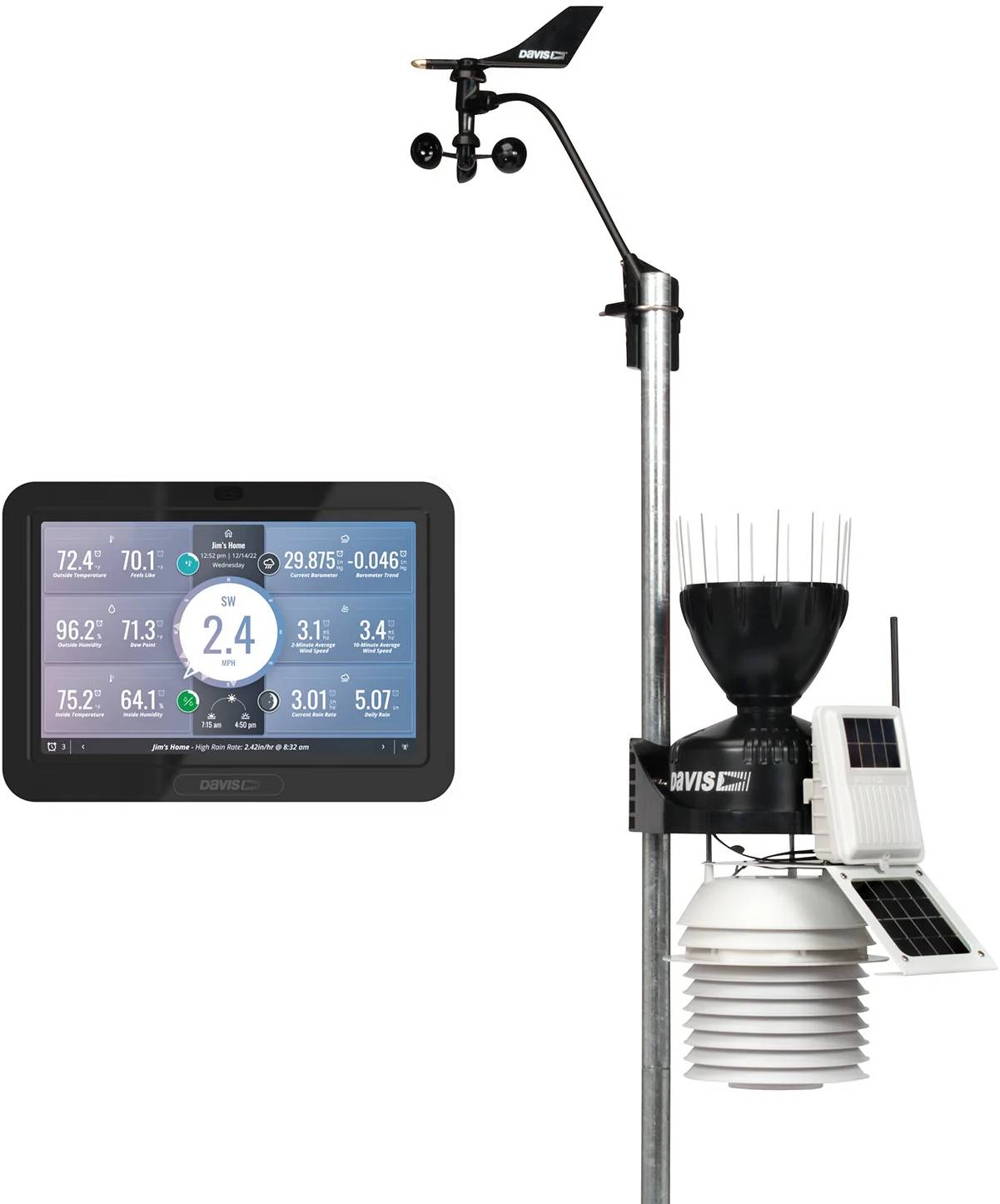 Davis Vantage Pro2 trådløs værstasjon m/WeatherLink Console - 24 t. vifte